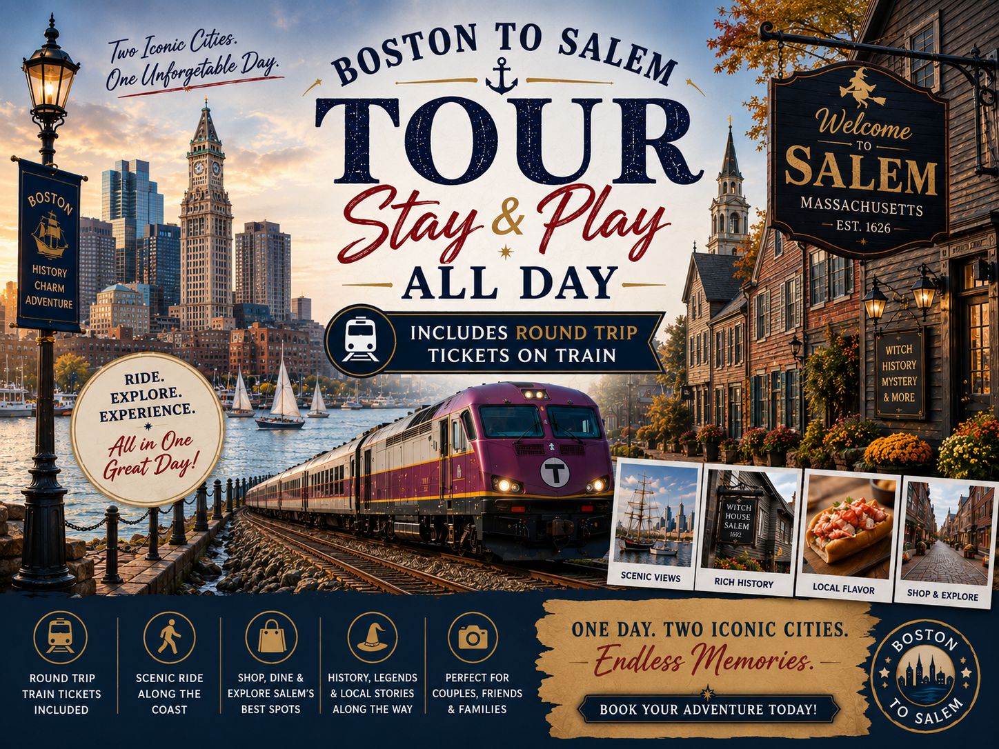 Mit dem Zug von Boston nach Salem: Rundgang, Aufenthalt und Spaß den ganzen Tag!