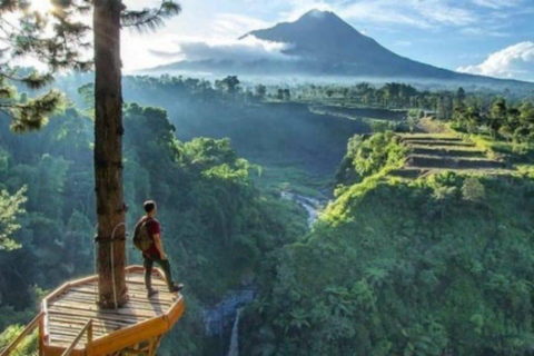 Yogyakarta; waterval en terrasvormige rijstvelden