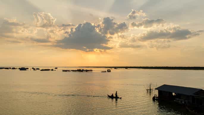 sunset dinner tour tonle sap lake floating village