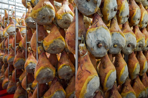 From Bologna: Parma, Parmigiano, and Prosciutto Tour by 1st-Class Train Parmesan and Prosciutto PDO Tour from Parma: a smart experience!