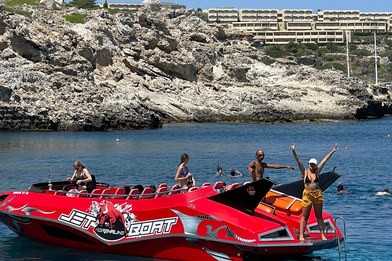 Rhodes: Beaches Trip by Jet Boat with Snorkeling and Drinks