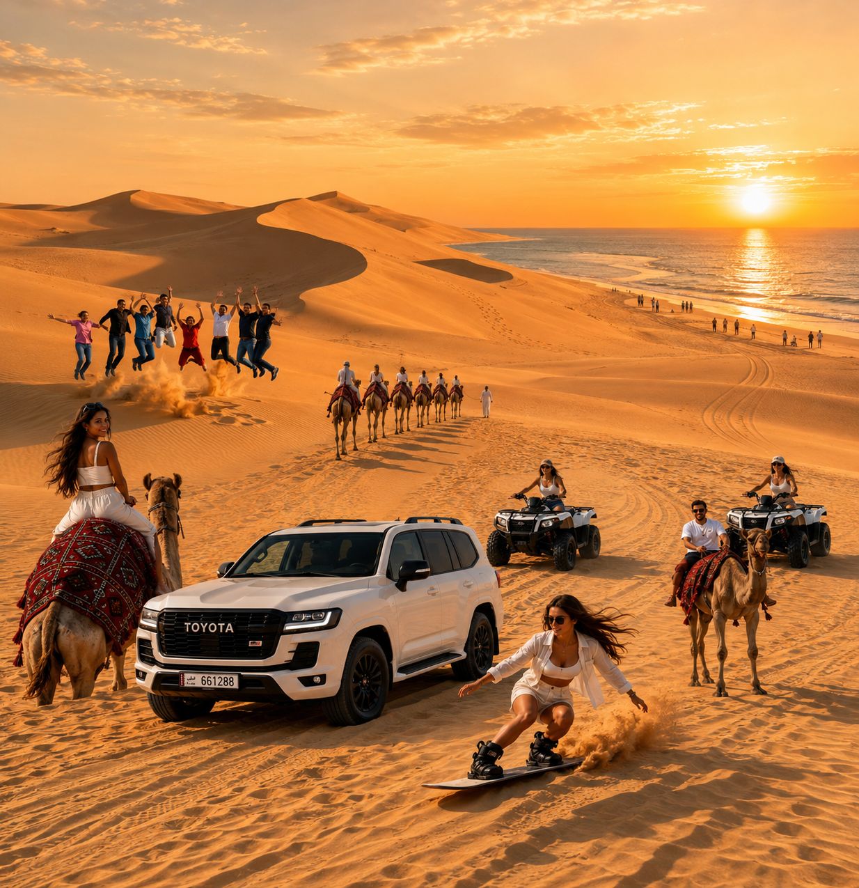 Katar: Wüstensafari, Kamelritt, Binnenmeer, Sandboarding