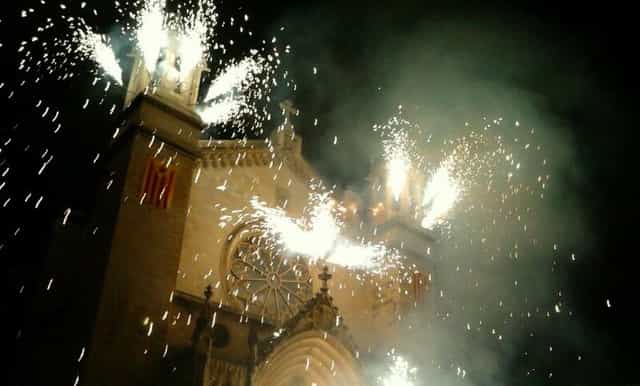 correfoc fire running evening from barcelona