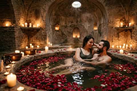 Tbilissi : bain de soufre romantique privé avec vin
