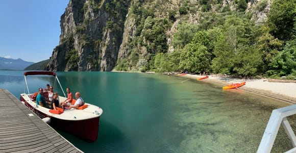 Electric Boat Rental in Colico Como Lake and Natural Reserve