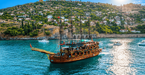 Side: Alanya Pirate Boat Tour with Swimming and Lunch