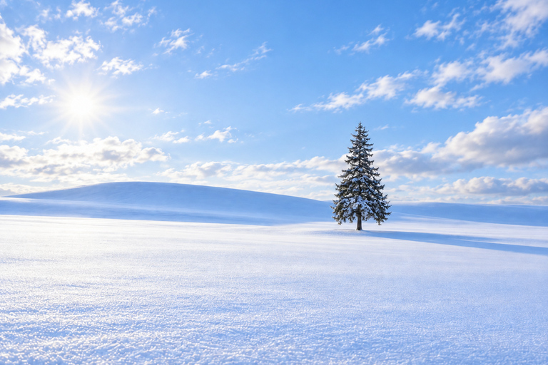 From Sapporo: Biei Snow Experience & Optional Buffet Buffet Lunch included
