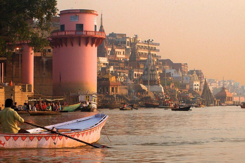 Varanasi: Dasaswamedh Ghat - Ganga Arti - Kashi VishwanathCarro particular + guia turístico + passeio de barco