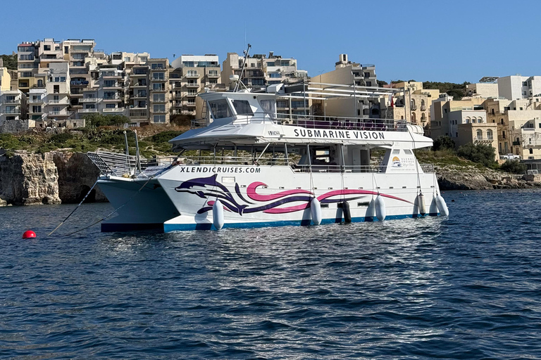 Malta: Comino Catamaran Cruise with Blue & Crystal Lagoon Morning or afternoon Half day cruise with 2 swimming stops