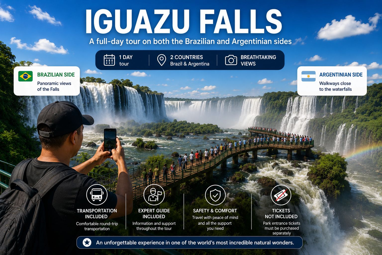 Iguazú-Wasserfälle: Tagestour auf der brasilianischen & argentinischen Seite