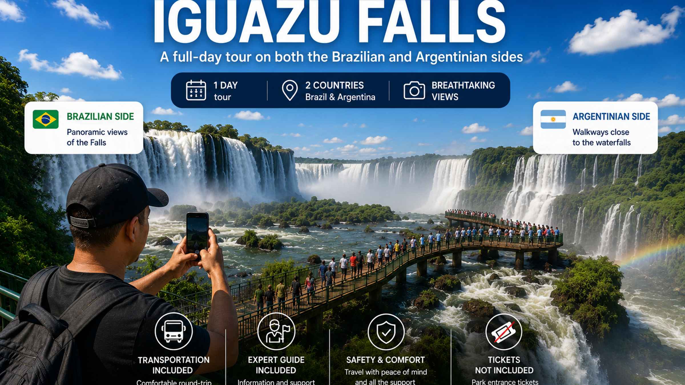 Cataratas do Iguaçu: passeio de um dia inteiro nos lados brasileiro e argentino