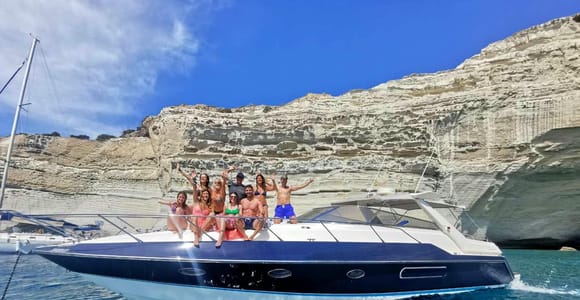 Milos: Kleftiko Half-Day Small Group Power Yacht Cruise