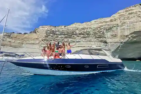 Milos : Kleftiko Half Day Semi Private Power Yacht Cruise