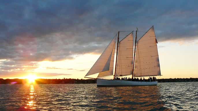boston harbor champagne sunset sail from rowes wharf
