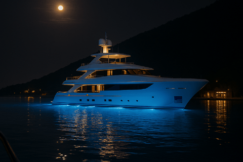 Kotor: Exclusiva excursión nocturna en barco de 2 horas por la bahía de Boka