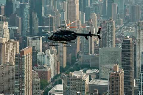 Empire State Building and Midtown Manhattan from a helicopter