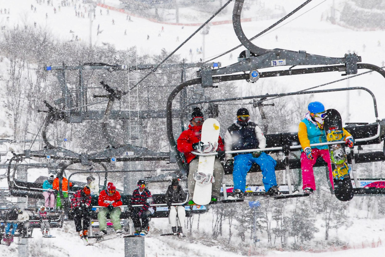 Busan : excursion d&#039;une journée à la station Eden Valley Resort pour faire du ski, du snowboard et de la lugeForfait complet SLED - Rendez-vous à la gare KTX de Busan