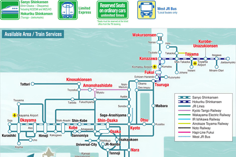 JR West: Passe de comboio para a zona de Kansai e Hokuriku