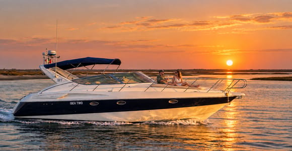 Faro: Private Ria Formosa Sunset Yacht Cruise with Drinks