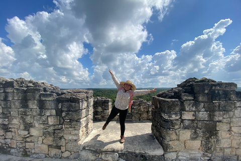 From Bacalar: Ichkabal Ruins + Lagoon Tour + Los Rápidos 2 Highligts Only: Ichkabal Mayan Ruins & Pontoon Boat Tour