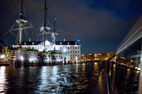 Amsterdam: Kvällskryssning med pizza och dryck