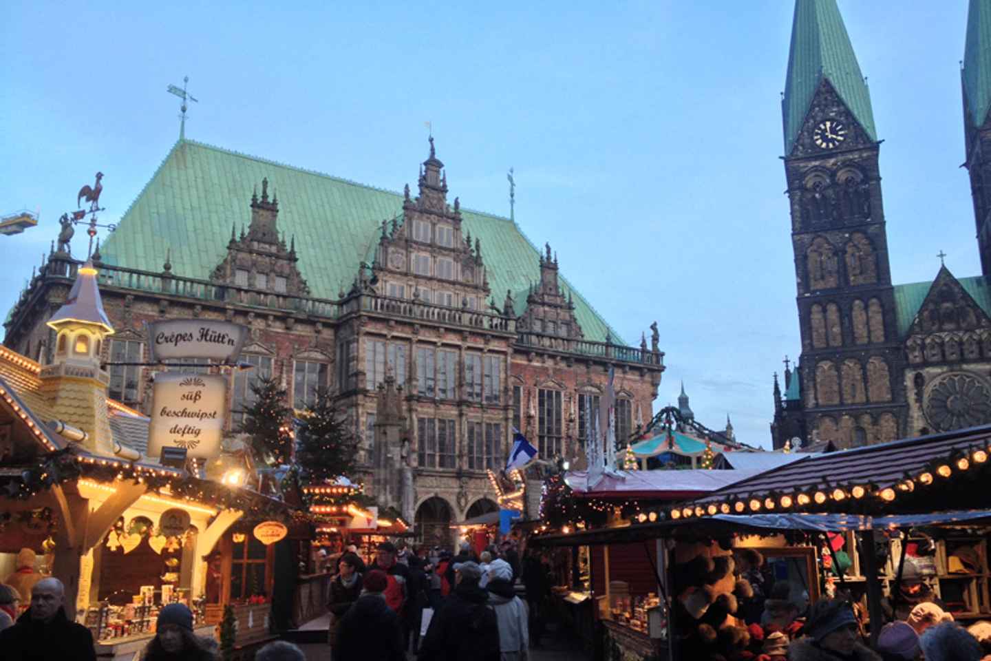 city hall and roland in bremen market square