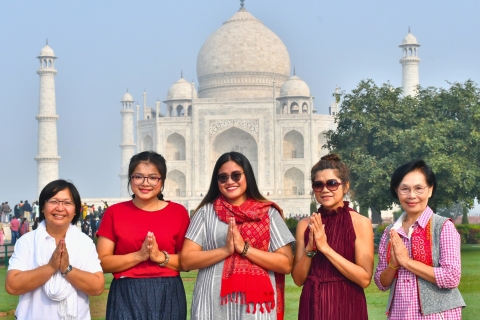Vanuit Delhi: zonsondergang Taj Mahal en Agra-tour met de autoVanuit Delhi: auto met chauffeur, gids, entree en lunch