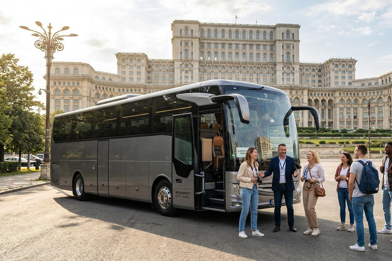 Bucharest Tour Parliament, Ceausescu House & Village Museum Interactive Audio Guide in 24+ languages.