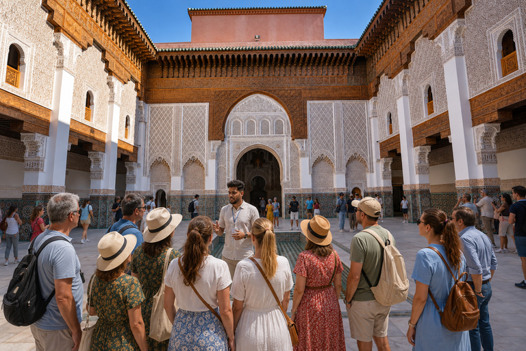 Marrakech: Bahia Palace, Ben Youssef Madrasa & Secret Garden English: Shared Group Guided Tour - From the Meeting Point