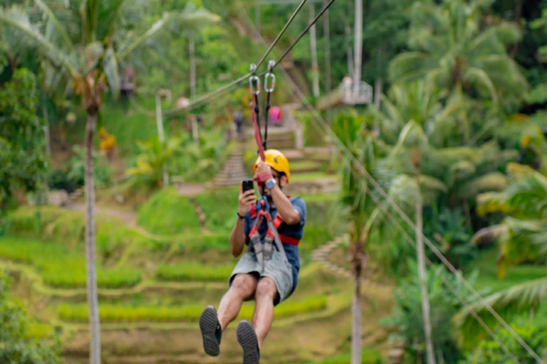 Ubud: Avventura in zip-line, rafting e tour delle terrazze di risoTour con zip-line e terrazze di riso (senza rafting)