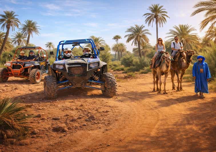 Marrakech : Excursion d'une demi-journée dans les dunes avec balade en buggy et à dos de chameau - buggy