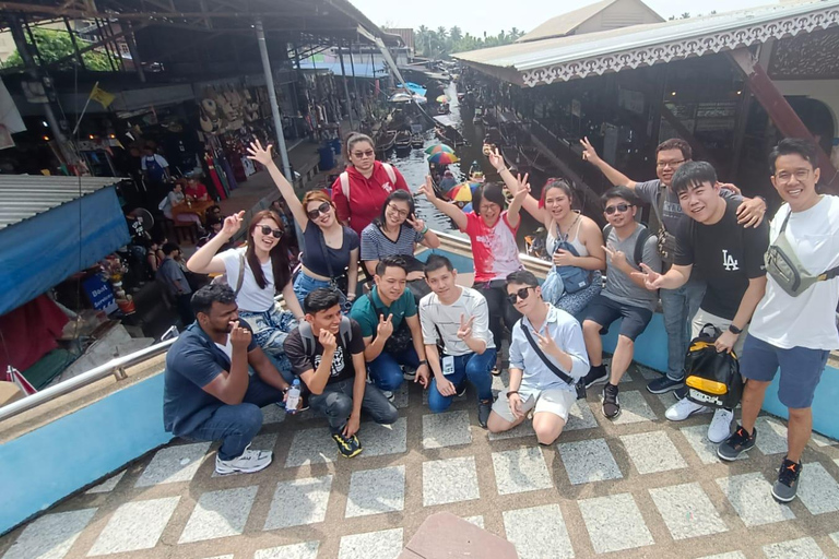 Damnoen : Train Market,Canal Life & Suspension Bridge Scenic