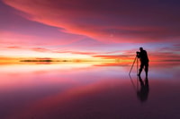 Bolivia, zonsondergang op de Salar de Uyuni -zoutflats - Housity