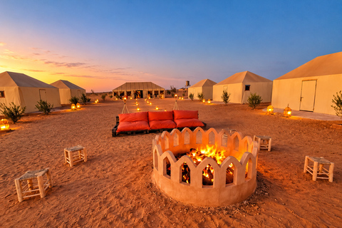 Marrakech to Fes: 3-Day Sahara Desert Tour, Camel & Buggy Option 3 — Luxury Camp + 1-Hour Quad Adventure