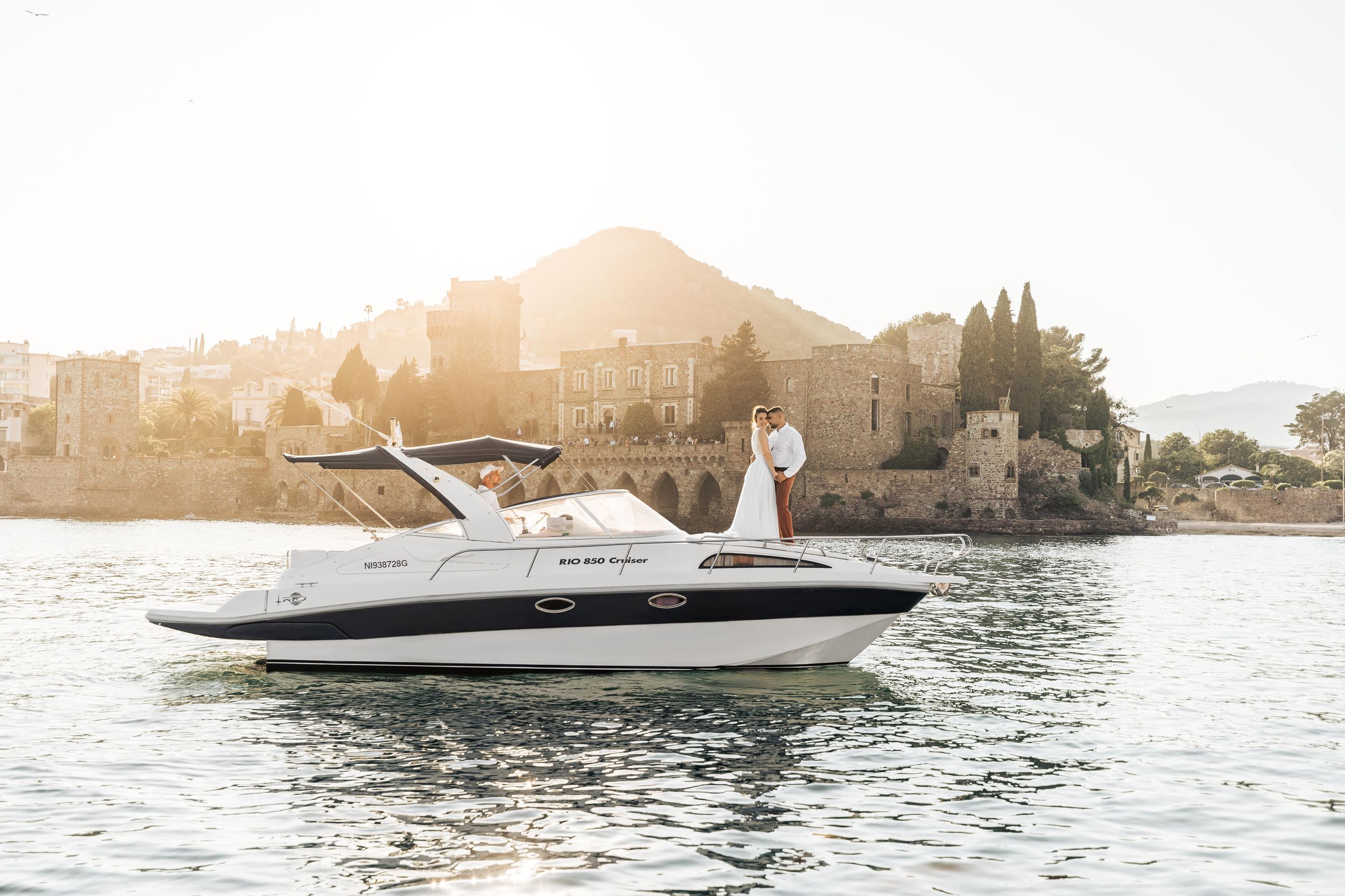 Cannes: Mandelieu Sonnenuntergang mit einem privaten Boot