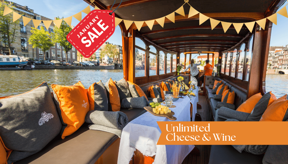 Image of Amsterdam: Canal Cruise with Unlimited Cheese & Wine Option in Amsterdam, Netherlands