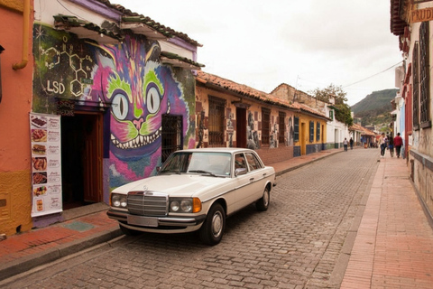 Bogotá: Night Tour in a Classic Mercedes-Benz with Wine