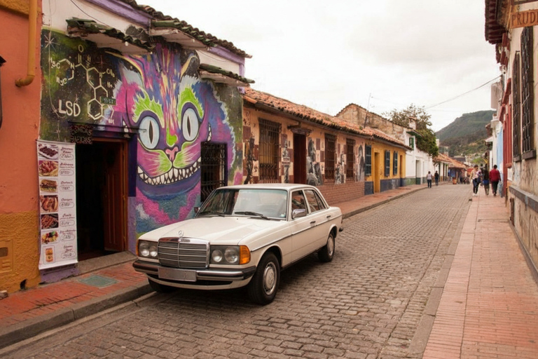 Bogotá: Night Tour in a Classic Mercedes-Benz with Wine
