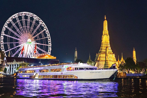 Bangkok: Cena en Crucero Blanco de Lujo Free Flow Cerveza y VinoNochevieja. Desde River City