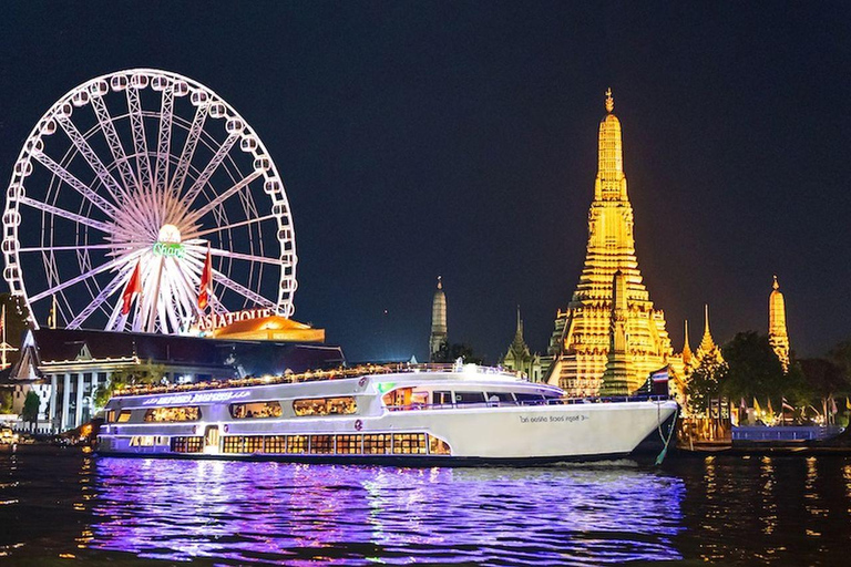 Bangkok: Cruzeiro com jantar no White Orchid Chao Phraya com cerveja grátisPartida de Iconsiam