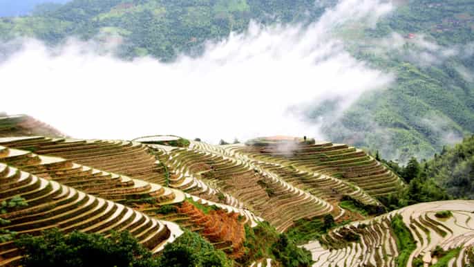 from guilin longji terrace fields minority village