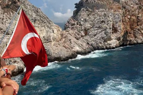 Side: Alanya Pirate Boat Tour with Swimming and Lunch Side: Alanya Sunset Pirate Boat Tour