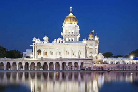 Delhi: Heritage Night Walking Tour with Food Tasting Old and New Delhi Night Views ( Car, Guide, Ticket, Dinner )