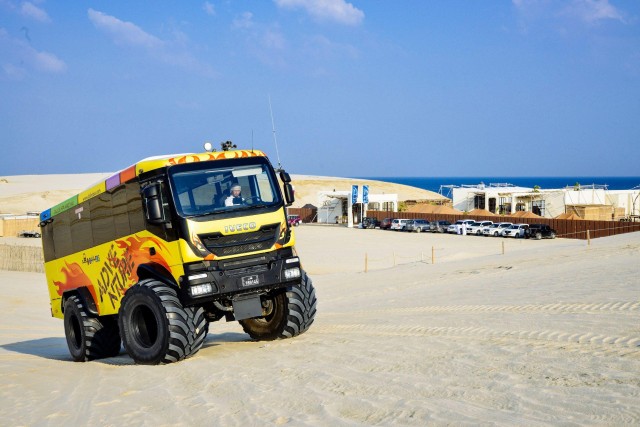 Visit Monster Bus Desert Safari with Day Pass at a Desert Resort in Mesaieed