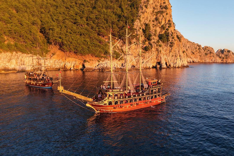 Alanya: Pirate Ship Cruise with Daytime or Sunset Option Sunset Pirate Ship Cruise with Dinner & Soft Drinks