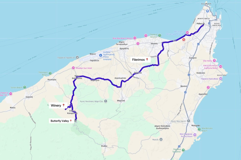 Rhodes: Filerimos & Valley of the Butterflies & Wine Tasting Tour With Pick up From FALIRAKI & KALLITHEA