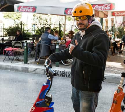 athens food tasting tour on a trikke vehicle