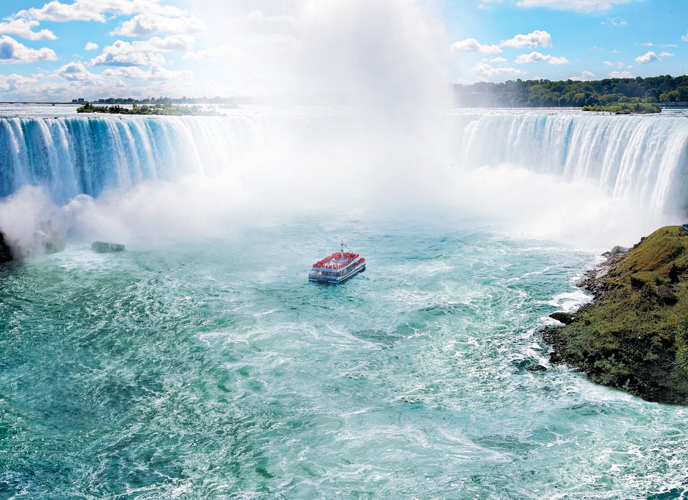 Niagara Falls: Bådtur og rejse bag vandfaldene