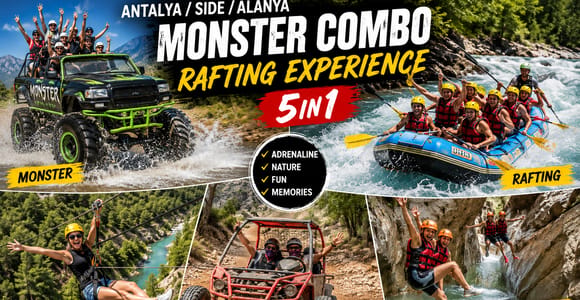 Antalya/Side/Alanya: Monster Combo Rafting Exprience 5in1