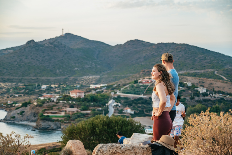 Depuis Athènes : cap Sounion temple de PoséidonDepuis Athènes : cap Sounion au crépuscule - tour privé